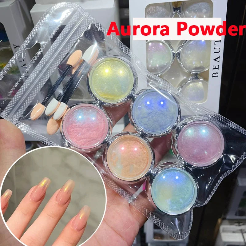 Shimmer Aurora Nail Powder Set for Stunning Manicure - Smarsty