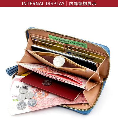 Zipper Money Coin Purse Women Card Holder Long PU Leather Clutch Wallet Large Capacity Lady Wristlet Phone HandBags Money Pocket - Smarsty