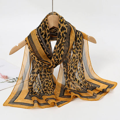 Women Print Chiffon Scarf Lightweight Sunscreen Shawl Wrap - Smarsty