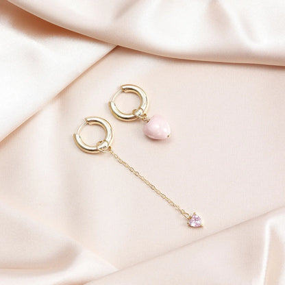 Heart-Shaped Tassel Earrings for Women Stylish Asymmetric Design - Smarsty
