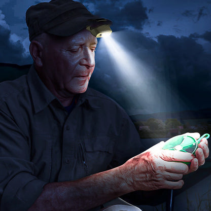 LED Camping Headlamp 200mAh Super Bright Hat Clip Light IPX4 Waterproof Mini Caps Light Headlamp Power Display for Night Fishing