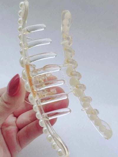 Large Pearl Hair Claw Clip Acrylic Fashion Barrette Stylish - Smarsty