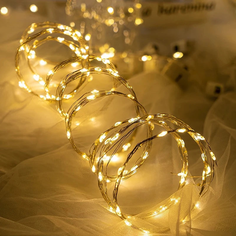 10pcs LED String Lights Battery Powered Colored Atmosphere Fairy Garlands Light  For Outdoor Room Wedding Party Festival Decor - Smarsty