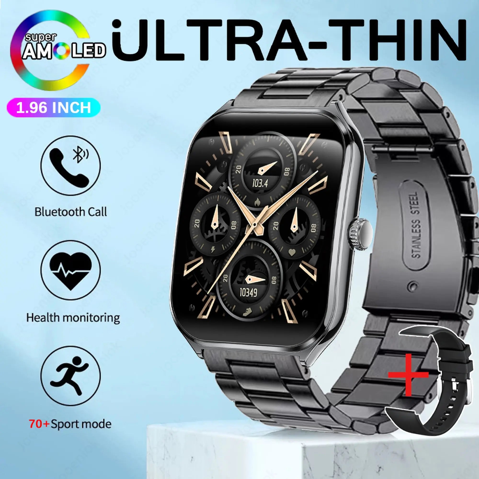 Ultra Thin Smart Watch for Men with AMOLED Screen - Smarsty