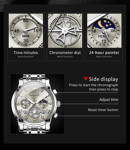 OLEVS Luxury Quartz Watch with Moon Phase Feature - Smarsty