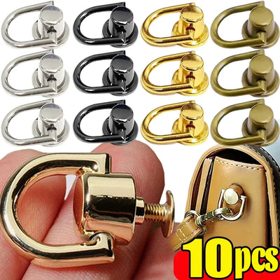 1/10pcs D-shaped Ring Bag Clip Buckles Retro Metal Double Buckle Handbag Chain Handles Connector Bag Strap Hardware Accessories - Smarsty