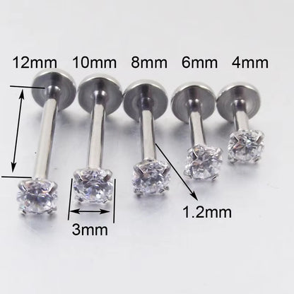 Labret Tragus Stud 16G Surgical Stainless Steel CZ Crystal - Smarsty