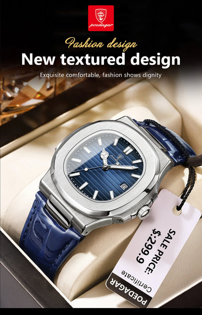Luxury Waterproof Square Men's Quartz Watch with Luminous Dial - Smarsty