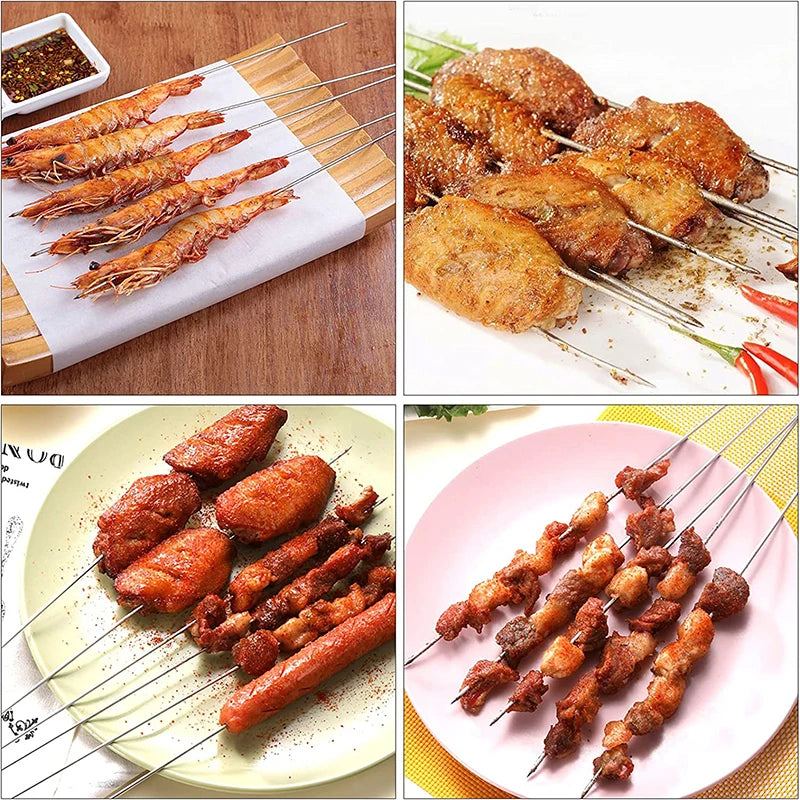 Stainless Steel Barbecue Skewers Reusable Easy Clean Design - Smarsty