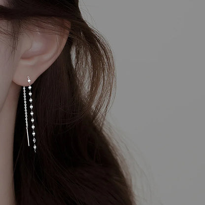 S925 Silver Tassel Drop Earrings for Women with Long Chains - Smarsty