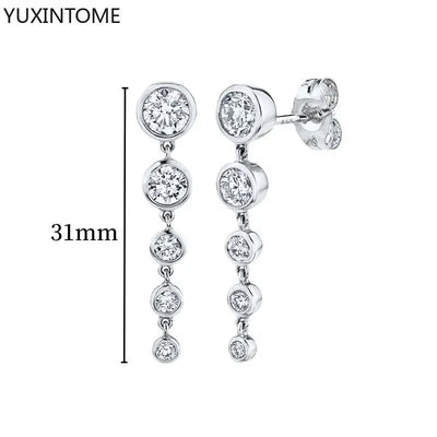 925 Sterling Silver Hoop Earrings White Crystal Luxury - Smarsty