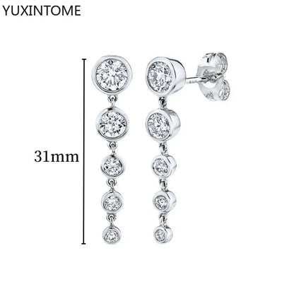 925 Sterling Silver Hoop Earrings White Crystal Luxury - Smarsty