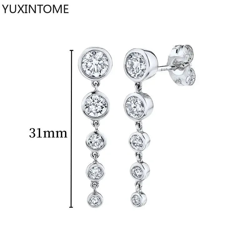 925 Sterling Silver Hoop Earrings White Crystal Luxury - Smarsty