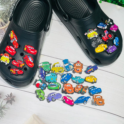 1Pcs Mix Cars Luigi Ramone Lightning McQueen PVC Shoe Charms Kids Popular Buckle Decorations Fit Birthday Gifts