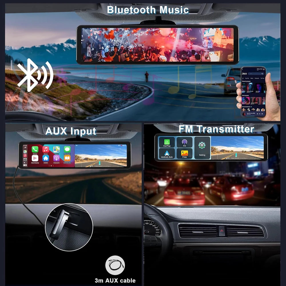 4K Dash Cam with GPS WiFi CarPlay Android Auto Mirror - Smarsty