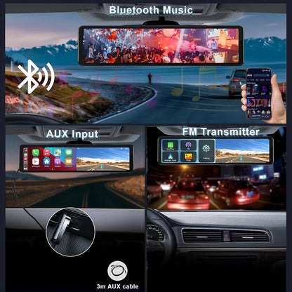 4K Dash Cam with GPS WiFi CarPlay Android Auto Mirror - Smarsty