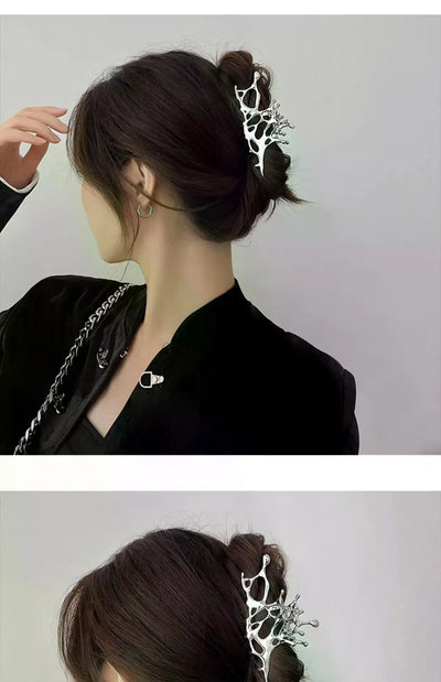 Large Metal Claw Clips For Women Strong Hold Silver - Smarsty