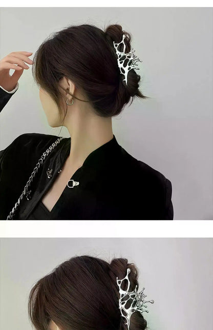 Large Metal Claw Clips For Women Strong Hold Silver - Smarsty