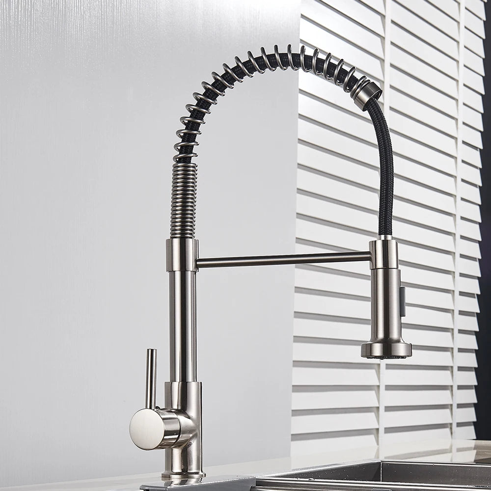 Brushed Nickel Kitchen Faucet with 360 Degree Rotation - Smarsty