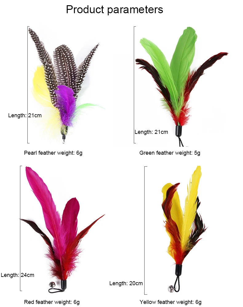 11pcs Replacement Cat Feather Toy Set Feather Replacement Head Retractable Cat Stick Cat Products - Smarsty