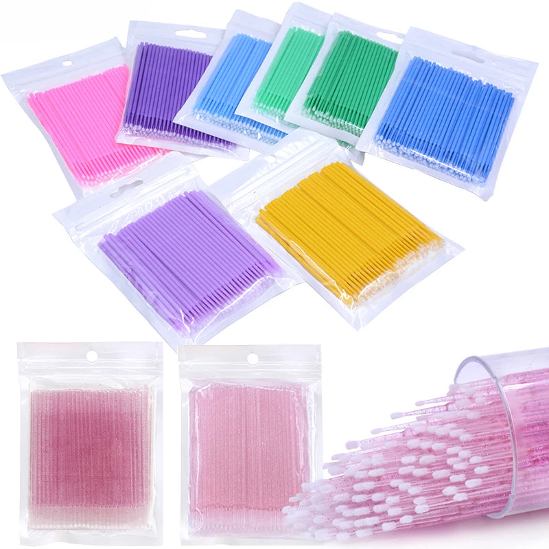 100Pcs Micro Cotton Swabs for Eyelash Cleaning - Smarsty