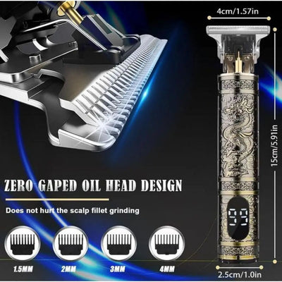 LCD Electric Hair Clipper for Men Oil Shaving Head Pusher Sculpture Shaver Rechargeable Hair Trimmer Hairdressing Set Gifts - Smarsty