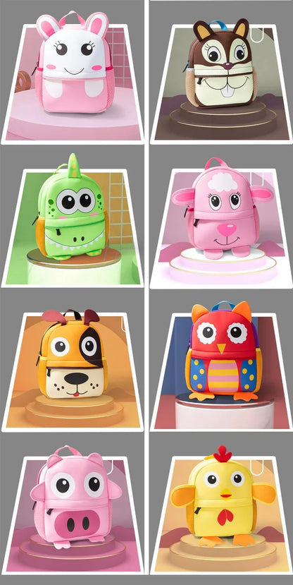 Cartoon Animal Kids Backpack With Durable Nylon Construction - Smarsty