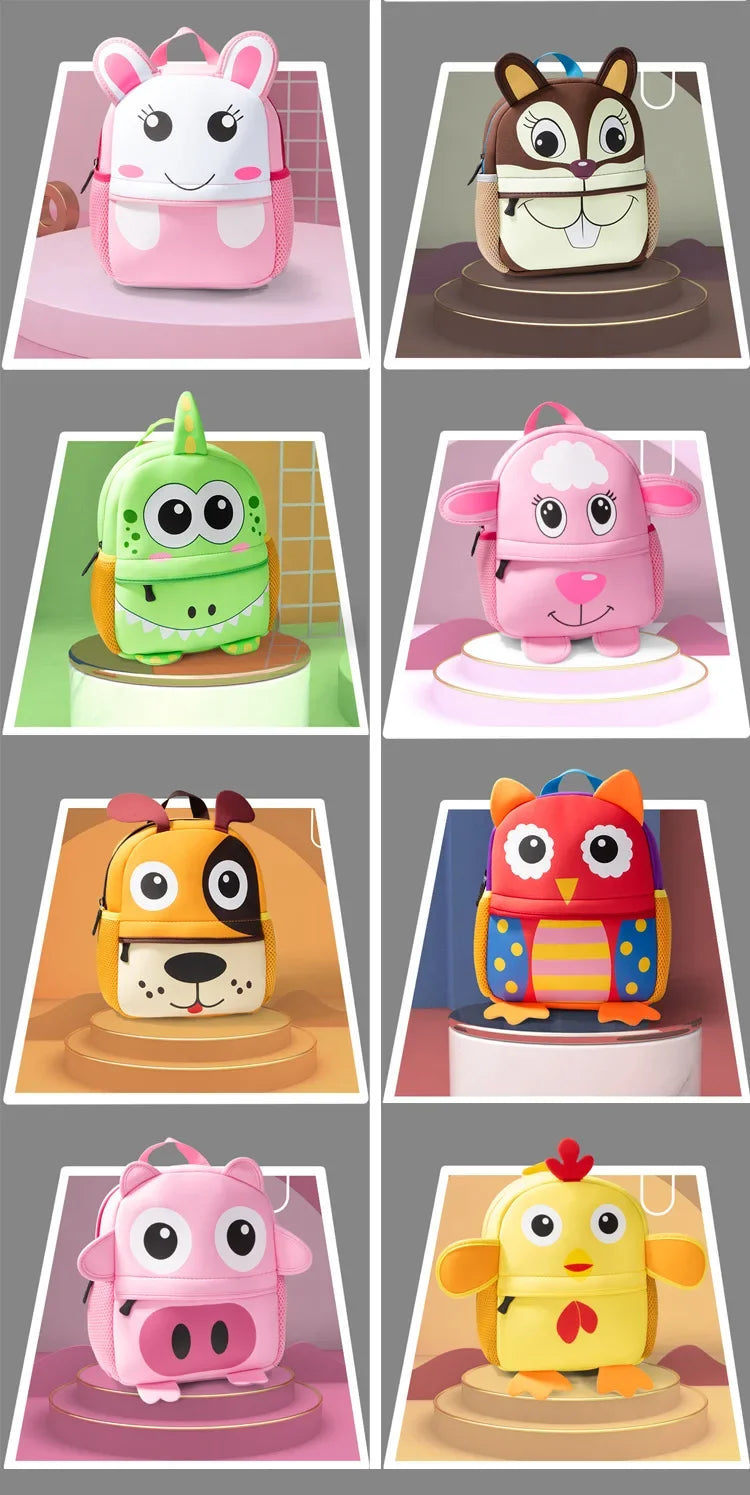 Cartoon Animal Kids Backpack With Durable Nylon Construction - Smarsty