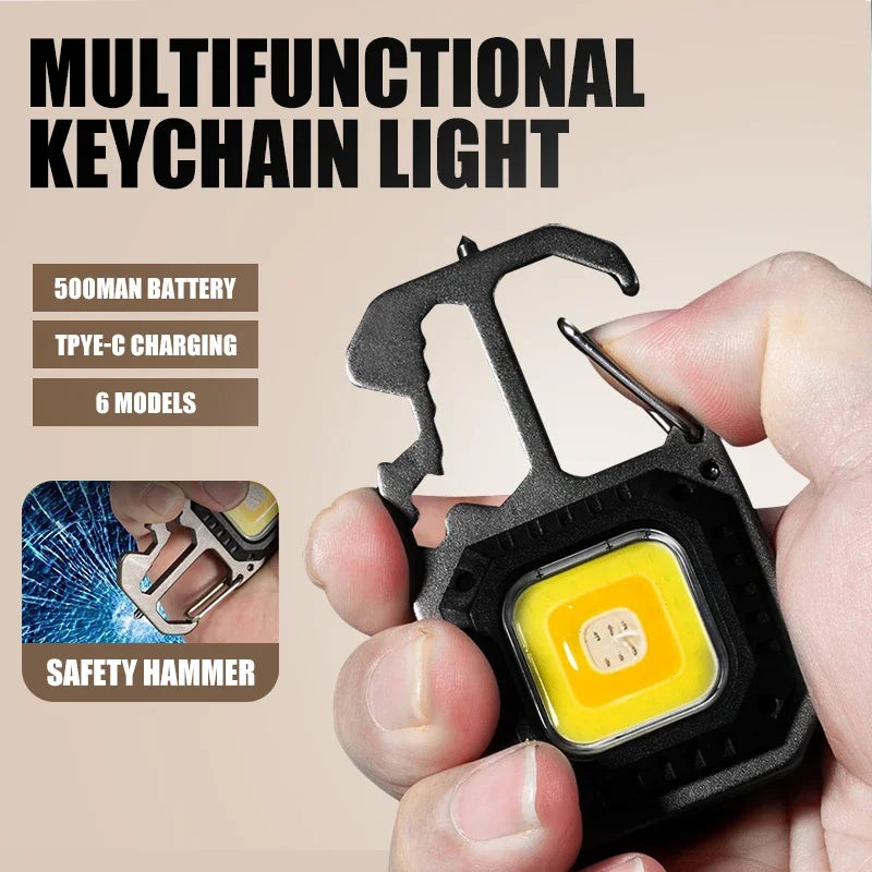 COB Keychain Work Light with Battery Display 8Mode Rechargeable High Lumens Portable LED Light for Camping Hiking Running by Smarsty