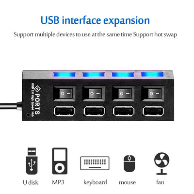 USB 3.0 Hub 4/7 Port Multiport Cable High Power Adapter - Smarsty