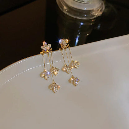 Long Crystal Tassel Butterfly Dangle Earrings for Women - Smarsty