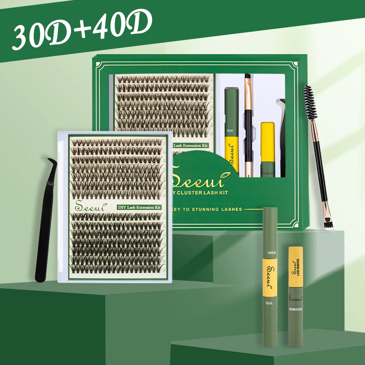 ISEEN DIY Segmented False Eyelash Set with Glue - Smarsty