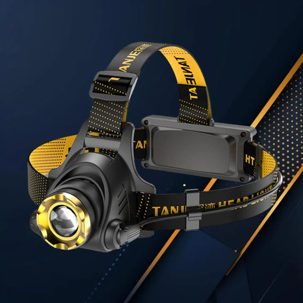 LED Super Bright Headlight USB DC Rechargeable Zoomable Head Flashlight Angle Adjustable 1200mAh for Camping Hiking Fishing