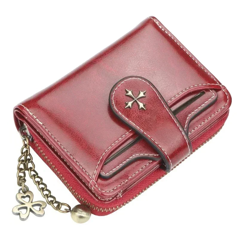 Women Wallets and Purses PU Leather Money Bag Female Short Hasp Purse Small Coin Card Holders Blue Red Clutch New Women Wallet - Smarsty