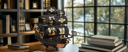 Robotime Rokr 3D Puzzle Wooden Seahouse Barque Model kits Build Home Desk Decoration Gift For Teens and Adults