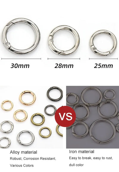 6Pcs/lot Metal Spring Gate O Ring Bag Buckle Metal Clasps Carabiner Snap Hook Spring Keyring DIY Bag Luggage Jewelry Accessories - Smarsty
