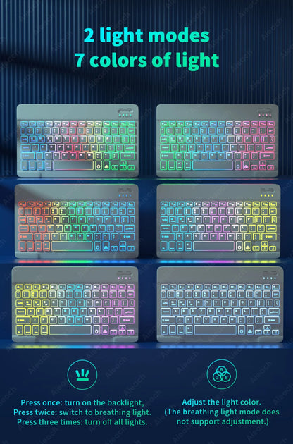 Wireless Tablet Keyboard with Rainbow Backlit for iPad
