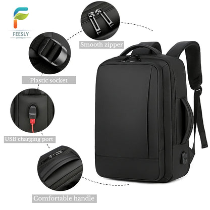 1Pcs Expandable Travel Backpack, Business casual men's backpack,with USB charging,waterproof fabric,suitable for daily commuting - Smarsty