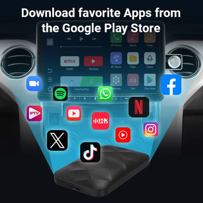 3IN1 Android14 Wireless Carplay Android Auto 2025 NewAdapter Upgrade Plug&Play For Youtube Netflix Dongle Wireless Car AI TV BOX - Smarsty
