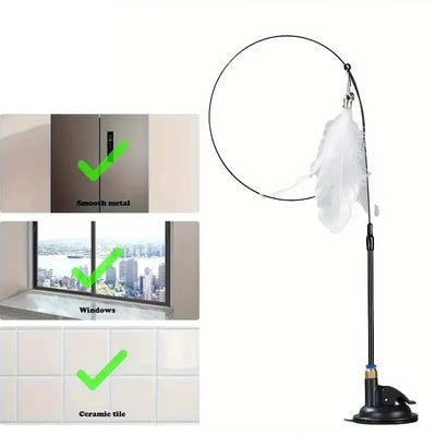 Interactive Cat Teaser Toy with Bell and Feather Wand - Smarsty