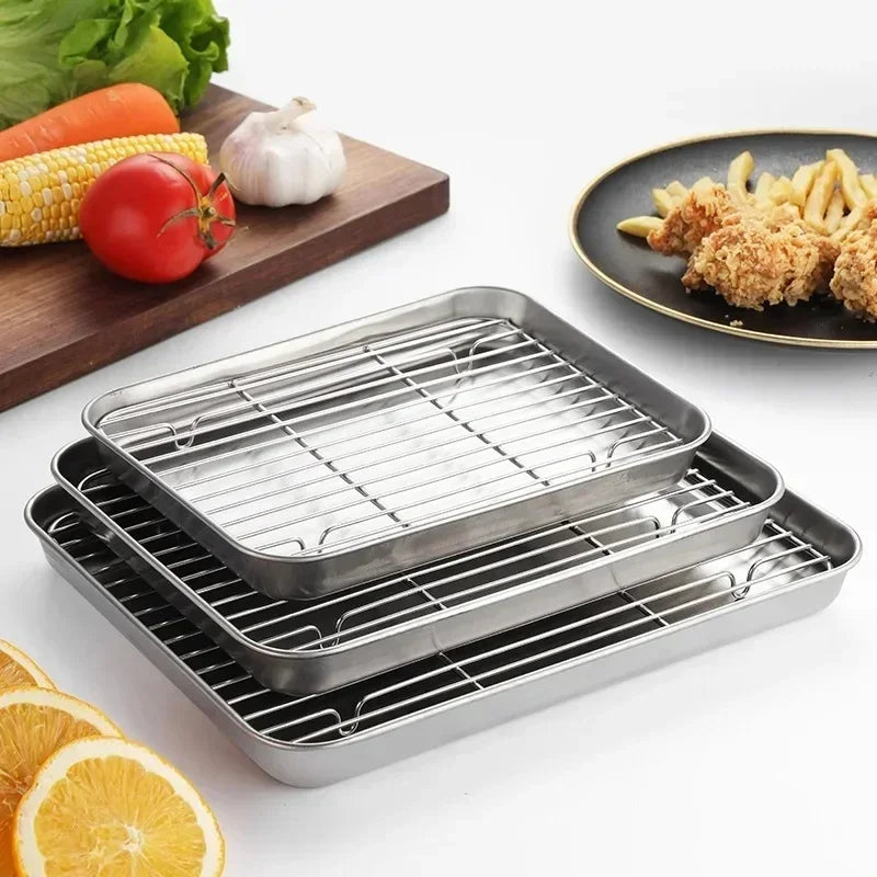 Stainless Steel Baking Pan with Rack for Grilling - Smarsty