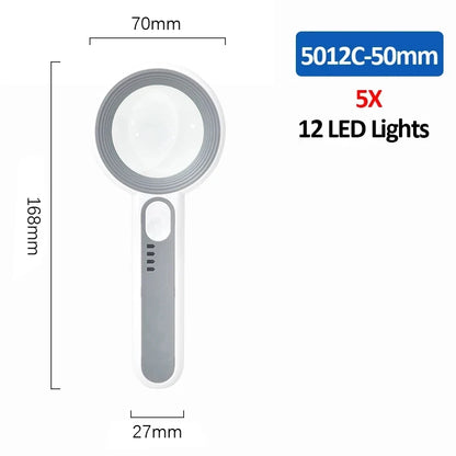 Rechargeable Handheld Magnifier with LED Light for Easy Reading - Smarsty