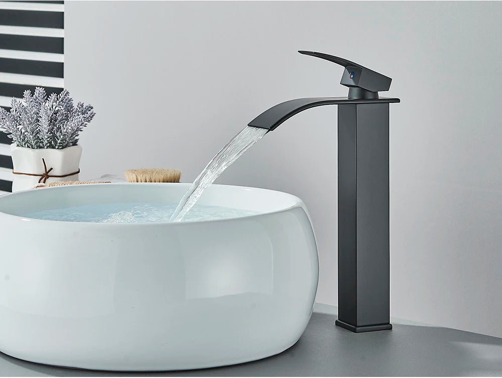 Brushed Gold Waterfall Bathroom Sink Faucet Mixer - Smarsty