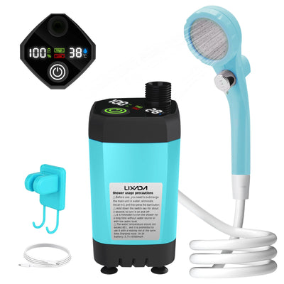 Camping Shower Pump RV Outdoor Shower Kit Camp Shower w/Full Screen Intelligent Digital Display Adjustable 6000mAh Shower Kit by Smarsty