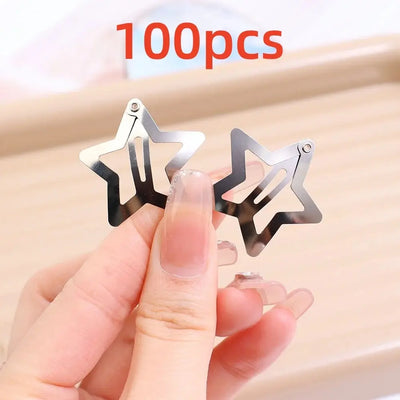 Y2K Silver Star Hair Clips for Girls Stylish Metal Barrettes - Smarsty