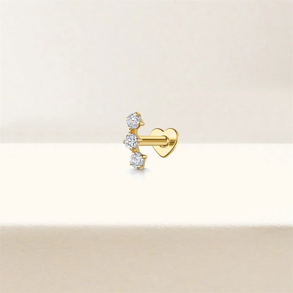 Sterling Silver Heart Zircon Stud Earrings Elegant Gift - Smarsty