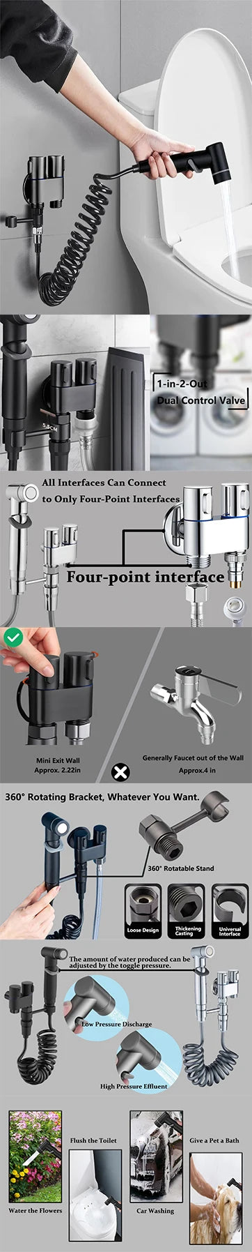 Portable Cold Water Bidet Sprayer Set for Easy Cleaning - Smarsty