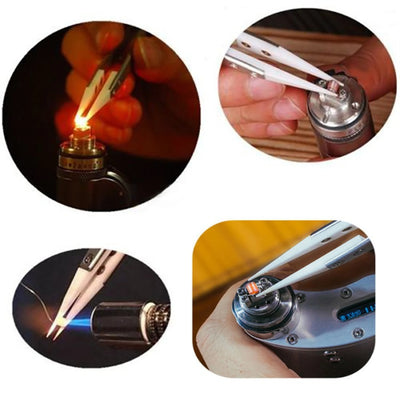 Ceramic Tipped Stainless Steel Tweezers Tips Heat Pointed Resistant Tweezer Electronic Soldering Tweezers Fine Pointed Tip - Smarsty