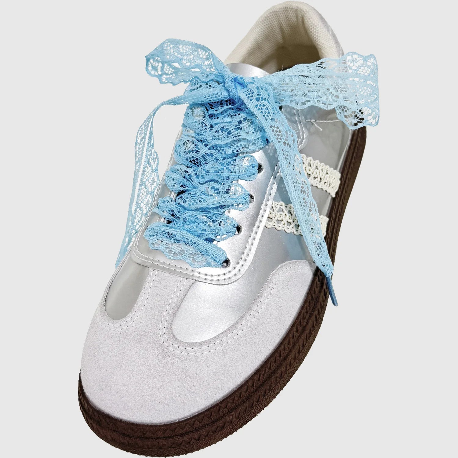 1Pair Fancy Lace Shoelaces for Women Casual Shoes Width Flat Shoelace for Sneakers Black White Shoe Laces Accessorices - Smarsty
