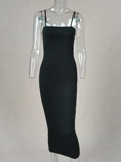 2025 New Spring Summer Women's High Elastic Sleeveless Backless Dress Long Sling Dresses Club Sexy Suspender Dress - Smarsty